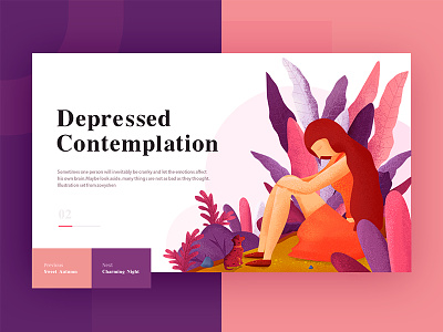 Illustration set <heart>—Depressed Contemplation animation brand design characters flat design illustrations landing page typography ui ux user experience user interface web website