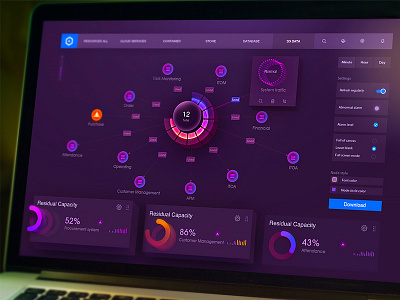 Business topology diagram interface design 3d admin chart dashboard data visualization fui graph mobile monitoring system interface topology web