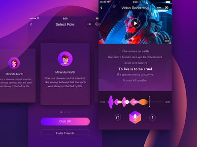 WeChat Small Program Design-2 acoustic wave android animation app card design dubbing gradual change interface ios mobile movie app movie lines purple sound recording ui ui elements ux design voice web wechat applet