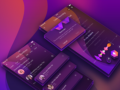 WeChat Small Program Design-3 android animation app dubbing gradient icon ios list mobile music pop popup purple recording sound ui ux web wet apple