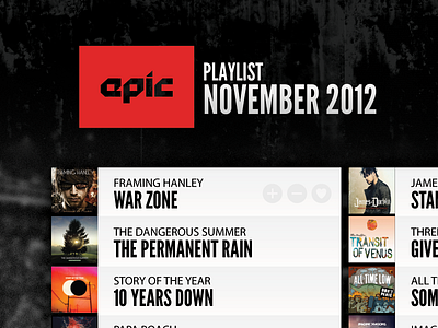 Epic Playlist design grid interface music playlist ui web
