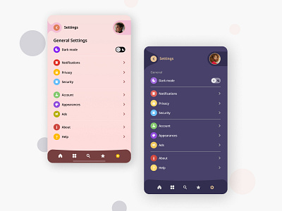 Mobile app - Settings UI