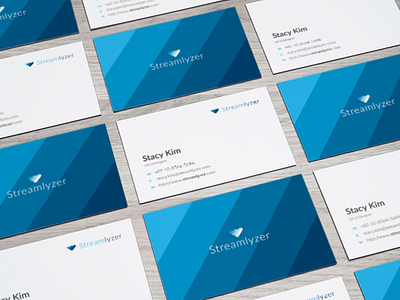 Streamlyzer Business Card Design bi blue branding business card ci gradation logo mock up mocks perspective symbol