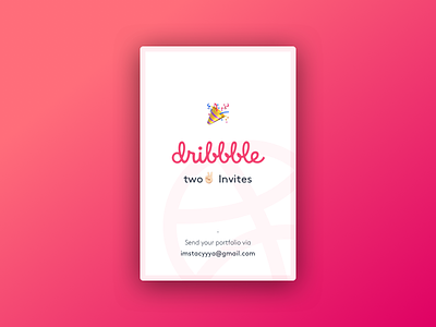 Diribbble invites x2 card draft dribbble gradient invites new pink simple two ui ux