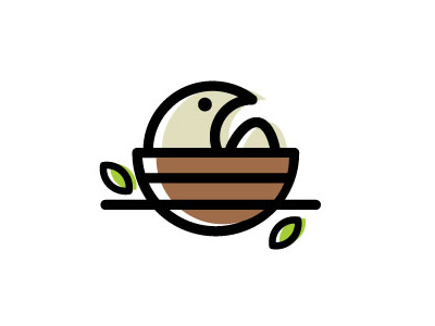 bird nest bird egg geometric leaves logo nest