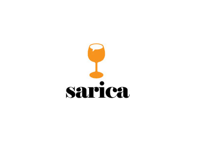 Sarica wine logo chat friend glass logo orange talk wine