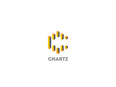 Chartz 3d c chart grey illusion letter monogram orange symbol