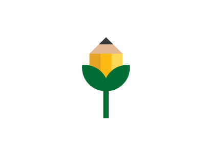 Creative flower creative design flat flower logo pencil symbol