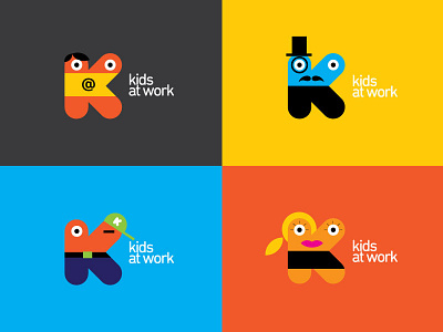 Kids at work character colors cute friendly kids kindergarten rounded vidid work