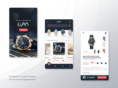 Evan: online store of luxury watches graphic design ui