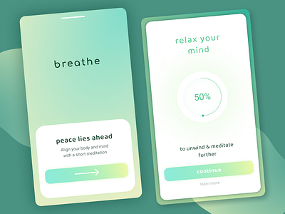 Meditation App app appdesign clean design gradient green mobile ui userexperience userinterface ux