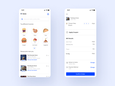 Food Delivery App app appdesign clean delivery design food mobile ui userexperience userinterface ux