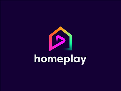 Home + Play brand brand identity branding branding design creative logo home house icon logo logo design logotype minimal modern logo monogram pause play play icon player startup video