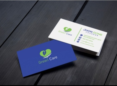 Business Card Design blue card branding green care