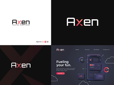 Axen Logo Design banner branding business design graphic design illustration logo logo design minimalist logo modern professional typography ui ux vector x logo