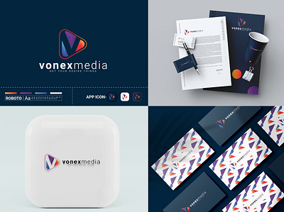 Logo Design for Electronic Media 3d mockup brandidentity branding business card corporate electronic media gradient logo graphic design logo logos media logo modern logo motion graphics professional stationery studio logo ui v letter logo visual identity website loggo