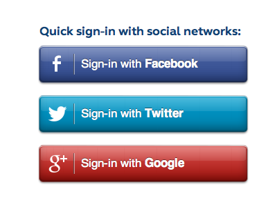 CSS + SVG social sign-in buttons button css facebook google social svg twitter