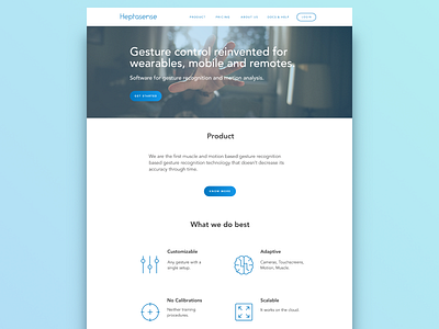 Landing page concept for Heptasense api business clean design figma gesture homepage recognition ui ux web website