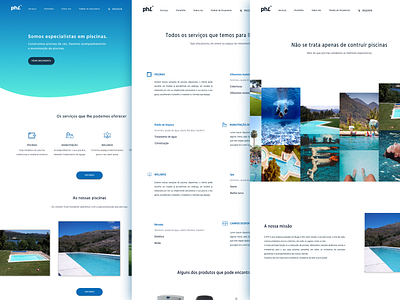 Website for swimming pool company about blue desktop figma home pool services swimming pool website