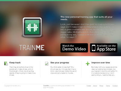 TrainMe Landing Site app landing site