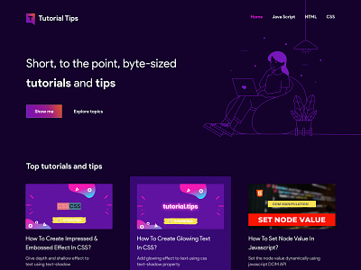 TutorialTips - Website dark mode website