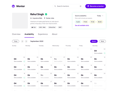 Mentor - Availability availability mentor ui design ux design