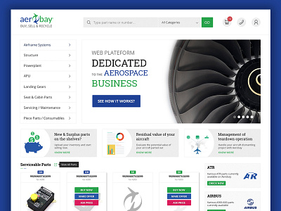 Aerobay - Aerospace Marketplace design illustration responsive website