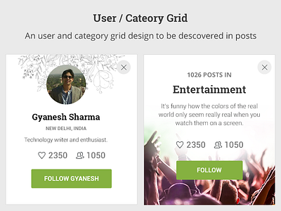 User / Category Grid