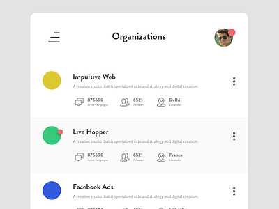 Dialog - Organization List Page app list mobile