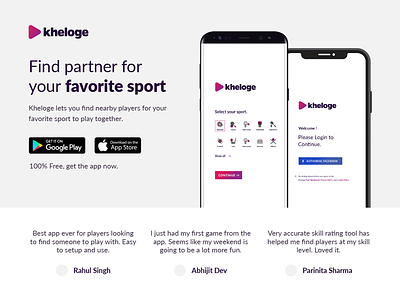 Kheloge - Landing Page landing page sport website