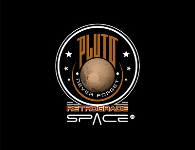 " Retrograde Space co " PLUTO logo branding design graphic design illustration logo modern logo retro logo vector vintage logo