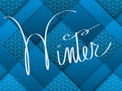 Winter blue calligraphy gradient illustration lettering pattern winter