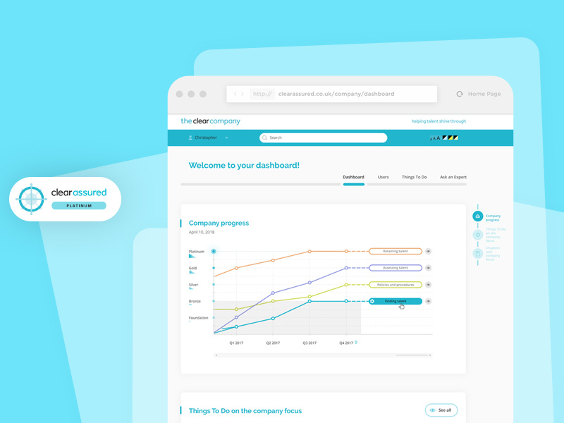 Progress graph in clear assured dashboard accessibility menu anchors admin dashboard graph webdesign ux ui