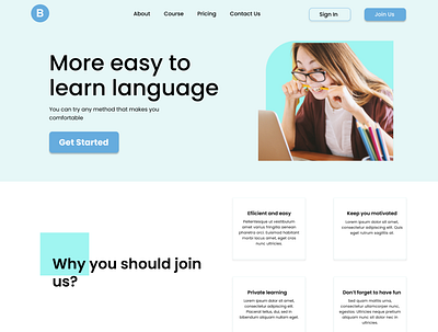 BelajarBahasa Landing Page design landing page ui