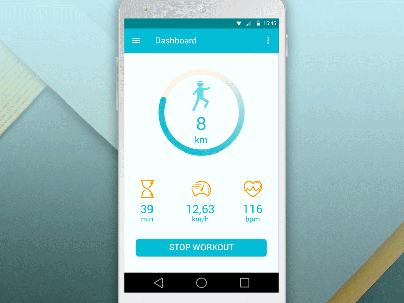 Fitness Tracker - Material Design app design concept activties android animation art fitness flat clean simple heart rate visualization interface mobile ios iphone sketch sport tracker ui ux