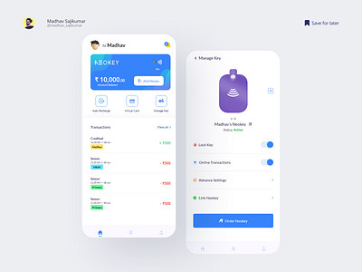 Neokey | Contactless Payment Device banking apps contactless device credit card app debit card apps fintech fintech apps madhav madhav sajikumar mobile apps neobank neokey neokred nfc nfc apps payment app prepaid card apps ui ux
