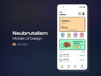Mobile App UI Design - Neubrutalism UI app ui bank apps colourful ui design flat design mobile ui neu neubrutalism ui