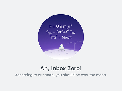 Inbox Zero over the moon blank states email equation gravity illustration interstellar lunar lander math micro copy moon space vector art