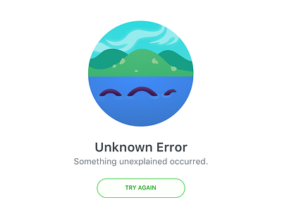 Unknown Error Message email empty states error message hills illustration lake loch ness monster micro copy mystery vector art