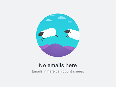 No Snoozed Emails clouds email empty states hills illustration micro-copy sheep sky snooze vector art