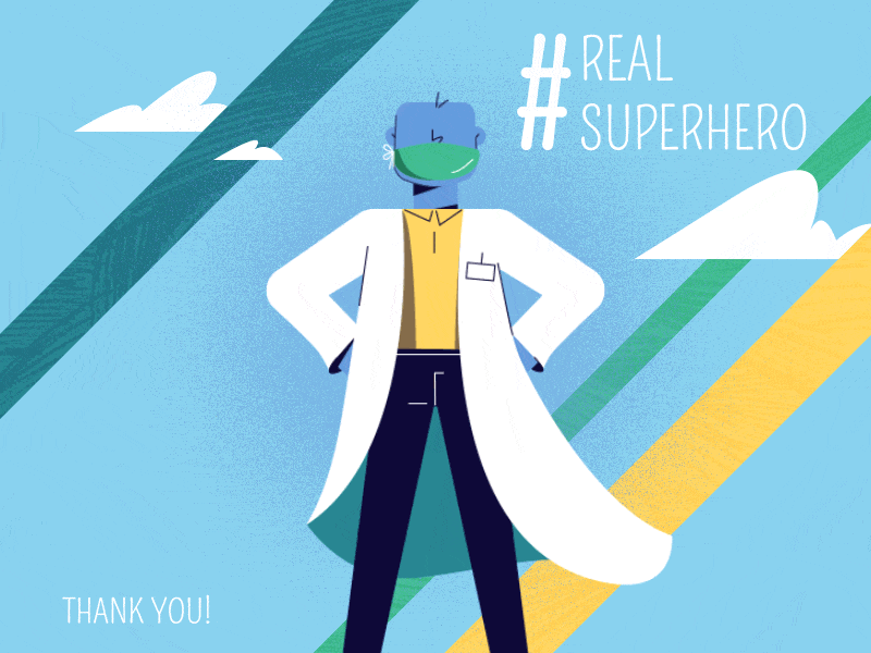 Doctors are real superheroes animated gif animation character doctor flat design illustration man motion superhero superheroes