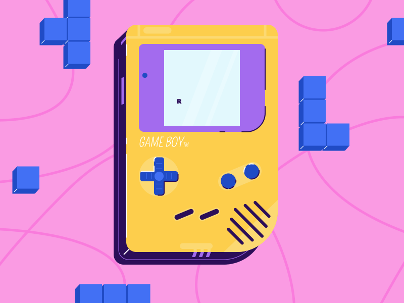 GameGirl animation design flat game gameboy illustration motion nintendo play tetris