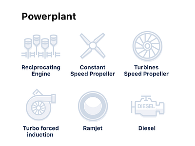 Powerplant Icons aviation icon icons design ui