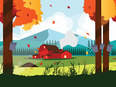 Sugar House in Vermont fall flat illustration illustration design illustrator maple syrup sugar vermont