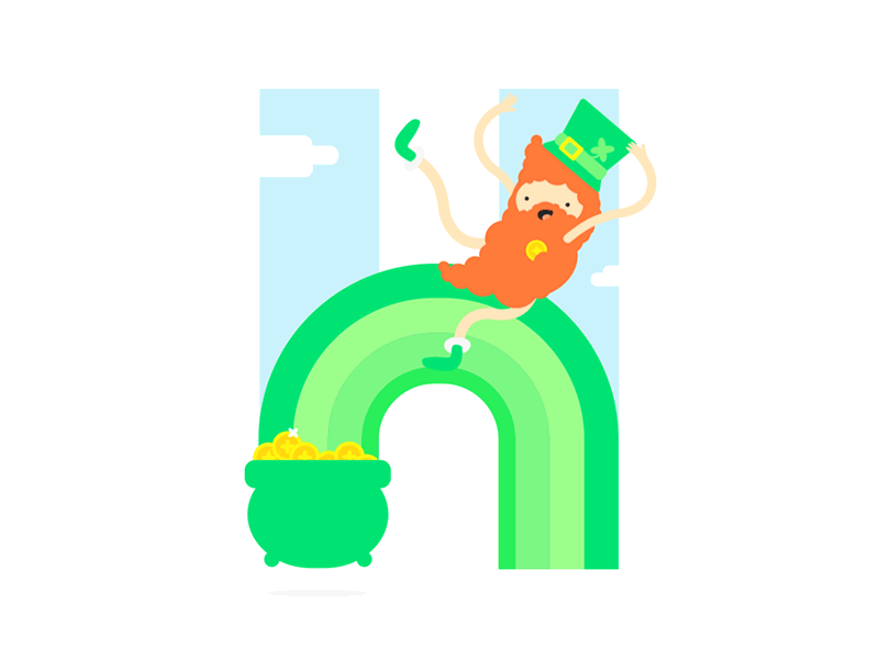 Gold. Whiskey. Guiness. animation design gold huge illustration ireland leprechaun rainbow st. patricks day