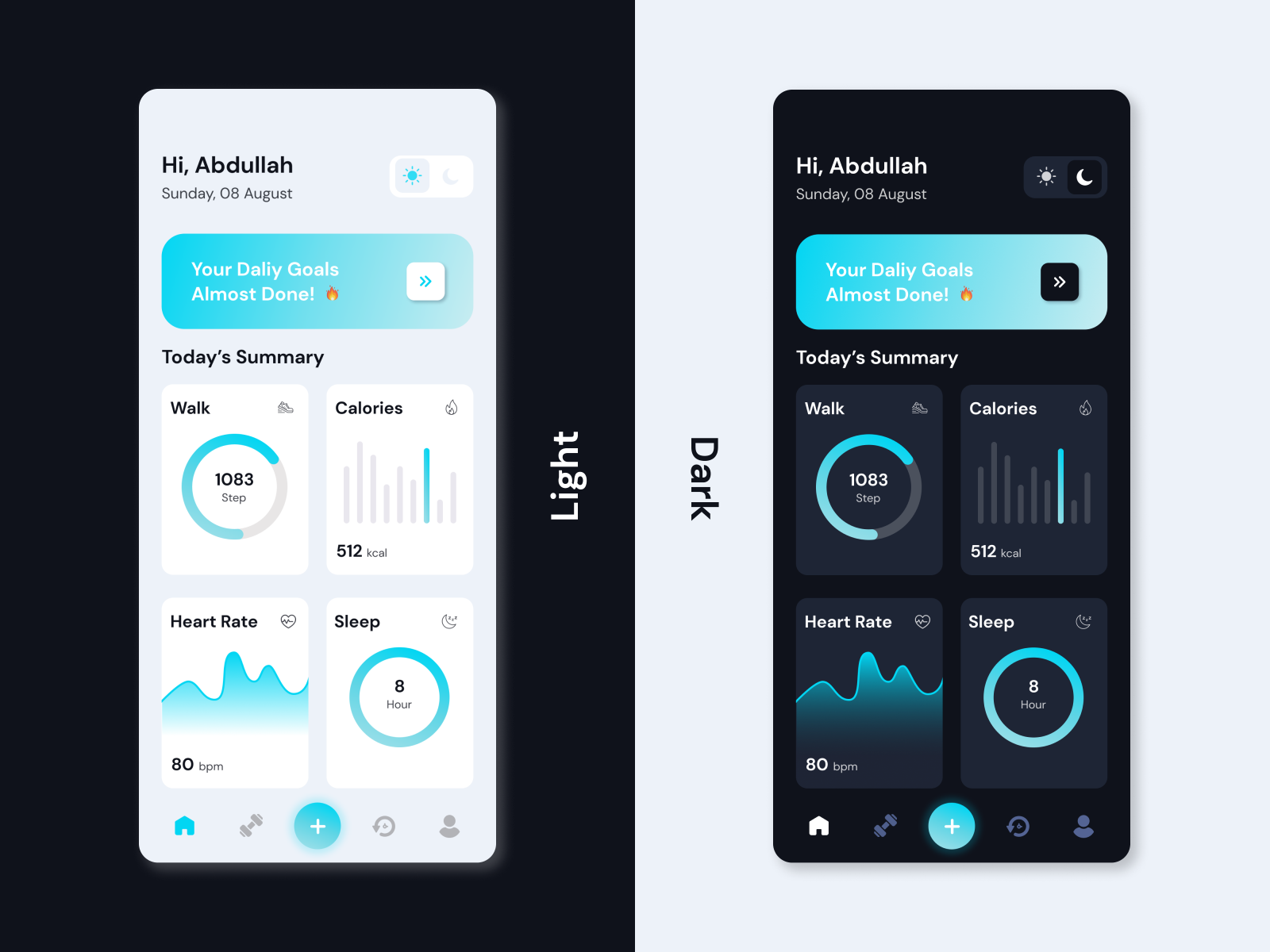 Sports App Dashboard - Light n Dark Mode by Tyo Maulana on Dribbble