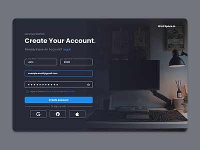 WorkSpace.Io - Sign Up Form UI