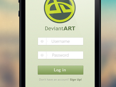 DeviantART login app design deviantart login rebound ui