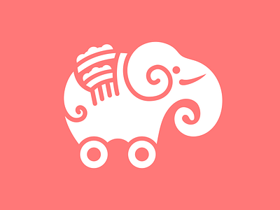 Elephant + Vehicle + People design elephant icon illustration kurir logo sepatu roda vector vehicle