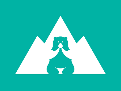 Bear + Mountain beruang gunung icon ilustrasi kutub logovector mudim dingin salju